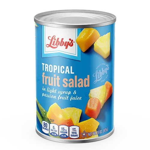 Tropical Fruit Salad all natural in light syrup & passion fruit juice
